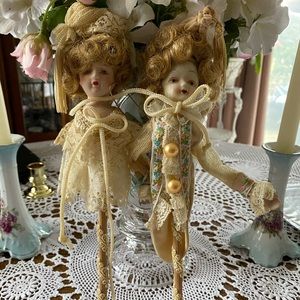 Vintage Pair of Porcelain Doll Ornaments/Decoration